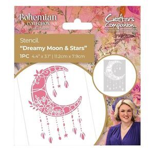NEW 2023 Crafters Companion Bohemian Collection Dreamy Moon & Stars Stencil/Mask